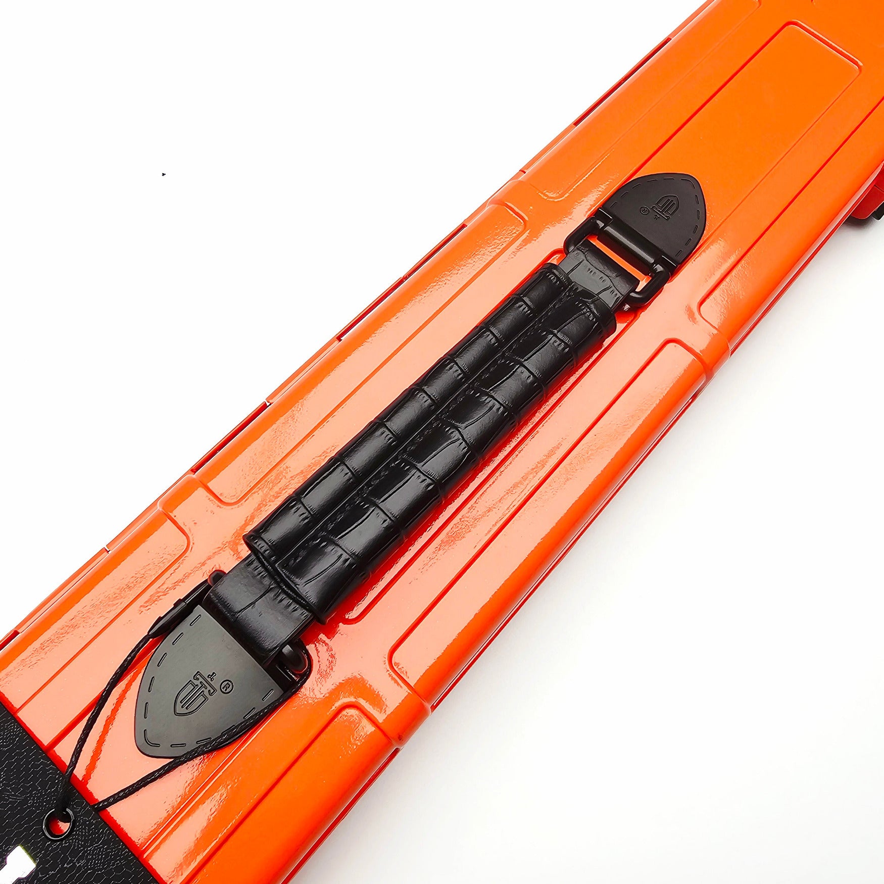 Premium Cues x Vibrant Multifunctional Orange One Piece Cue Case - Handle close up view