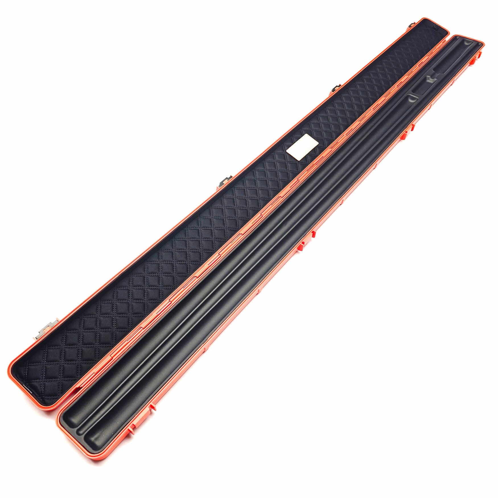Premium Cues x Vibrant Multifunctional Orange One Piece Cue Case - Inside on angle view