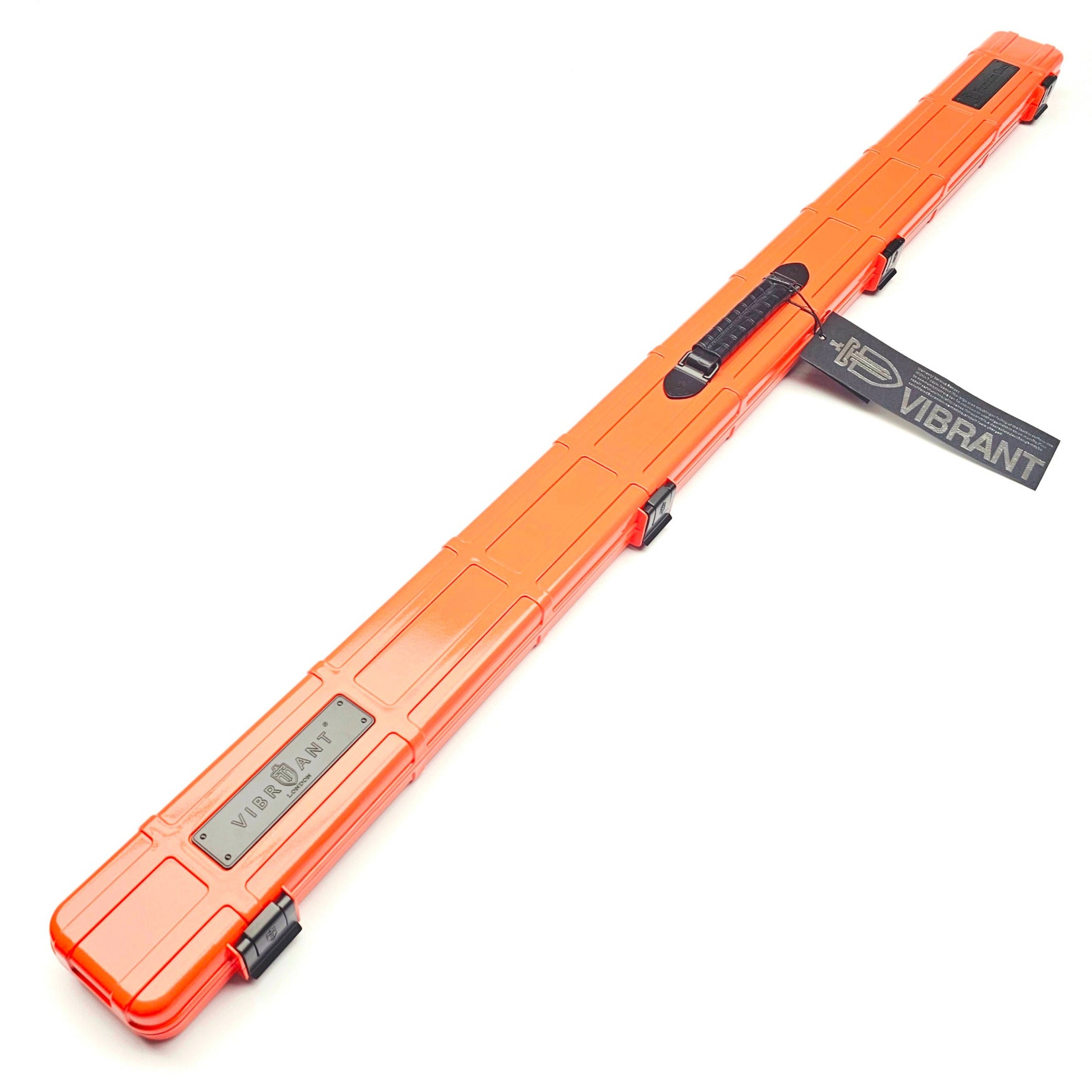 Premium Cues x Vibrant Multifunctional Orange One Piece Cue Case - Outside on angle view