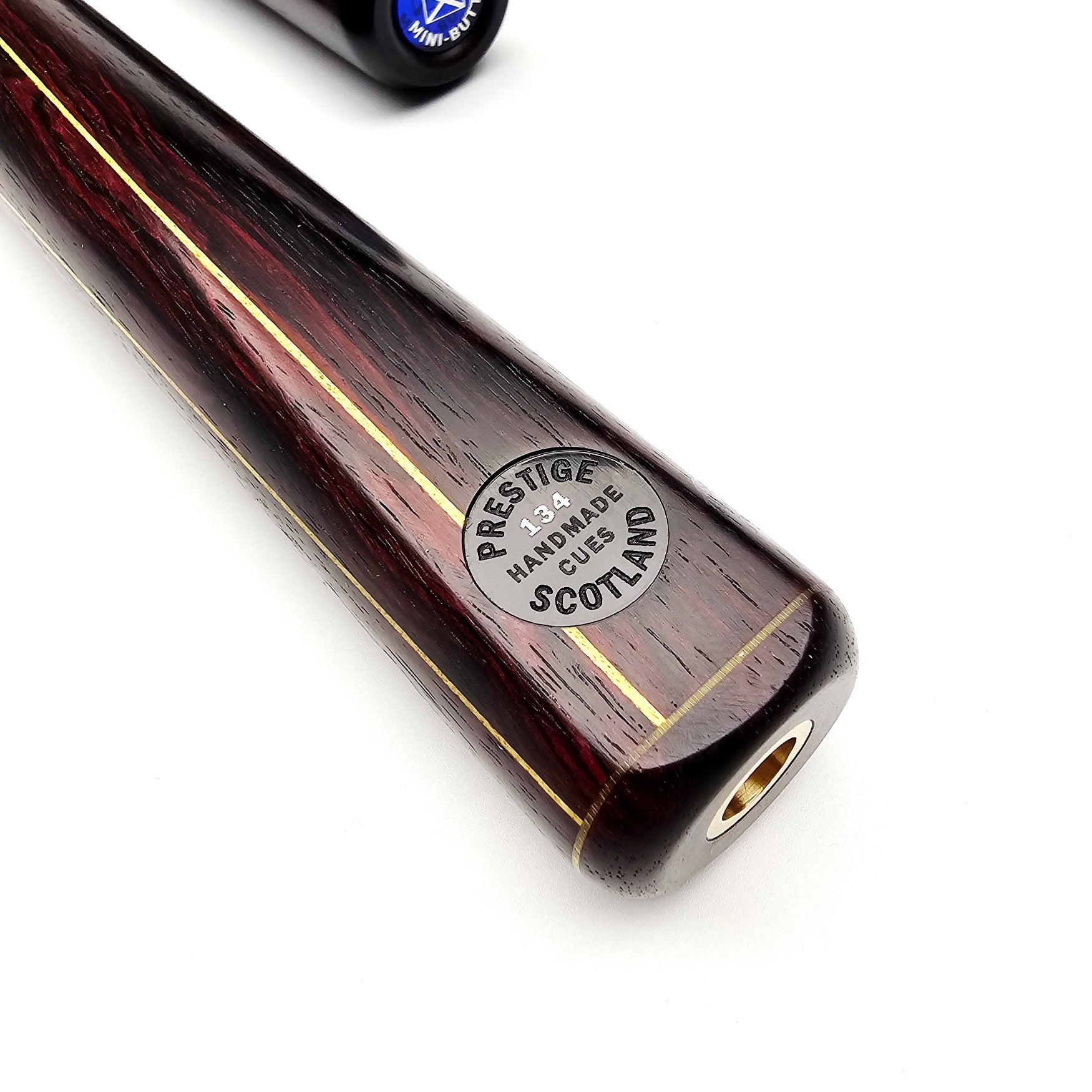Prestige Cues Black Plate (8) - One Piece Snooker Cue - Badge view