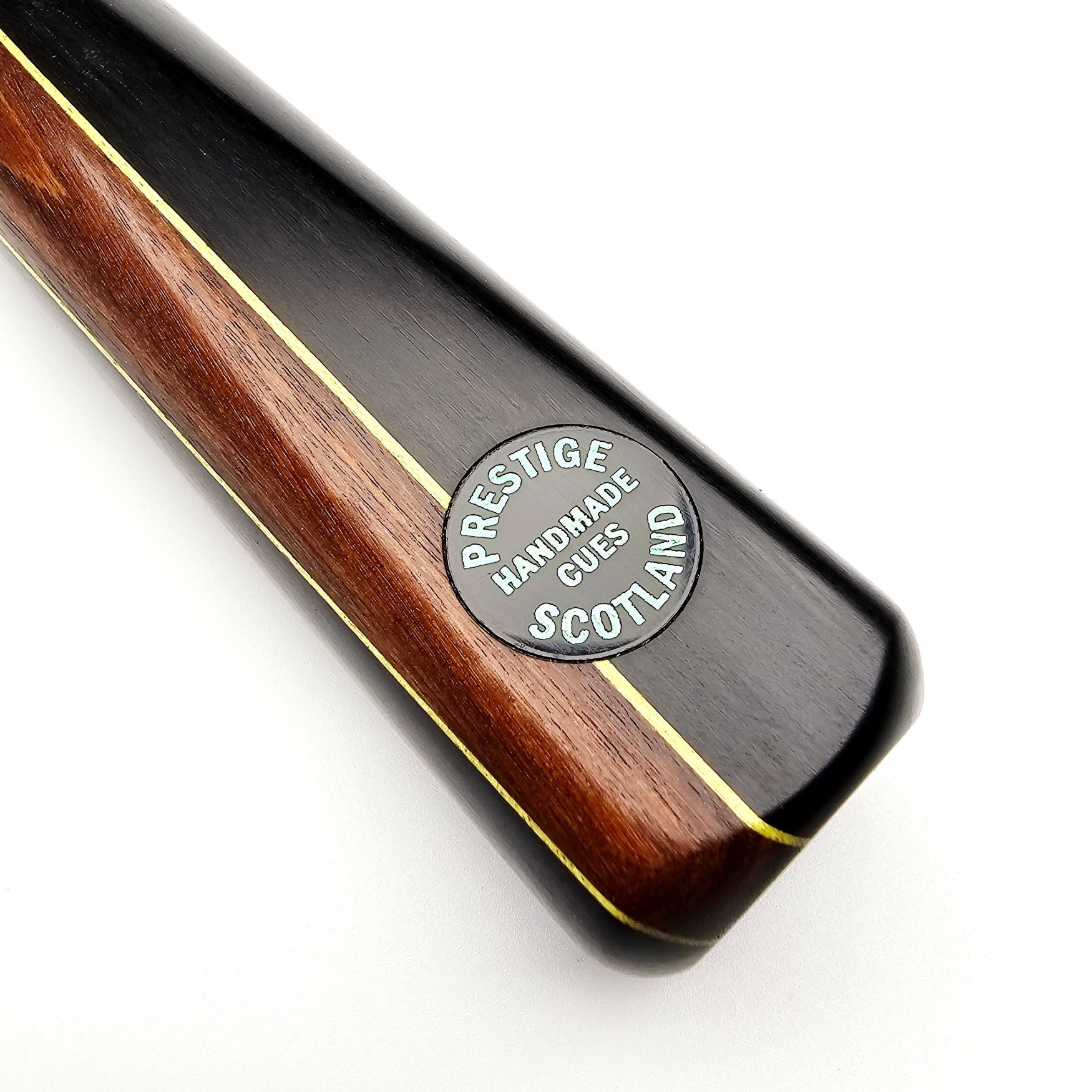Prestige Cues Green Plate (7) - One Piece Snooker Cue - Badge view
