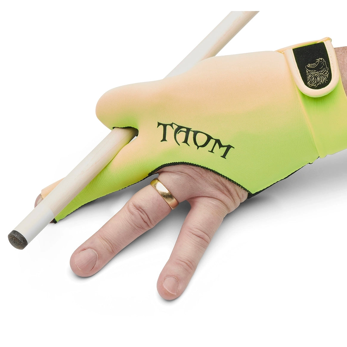 Taom Midas Right Handed Yellow Cueing Glove american pool cue in shot