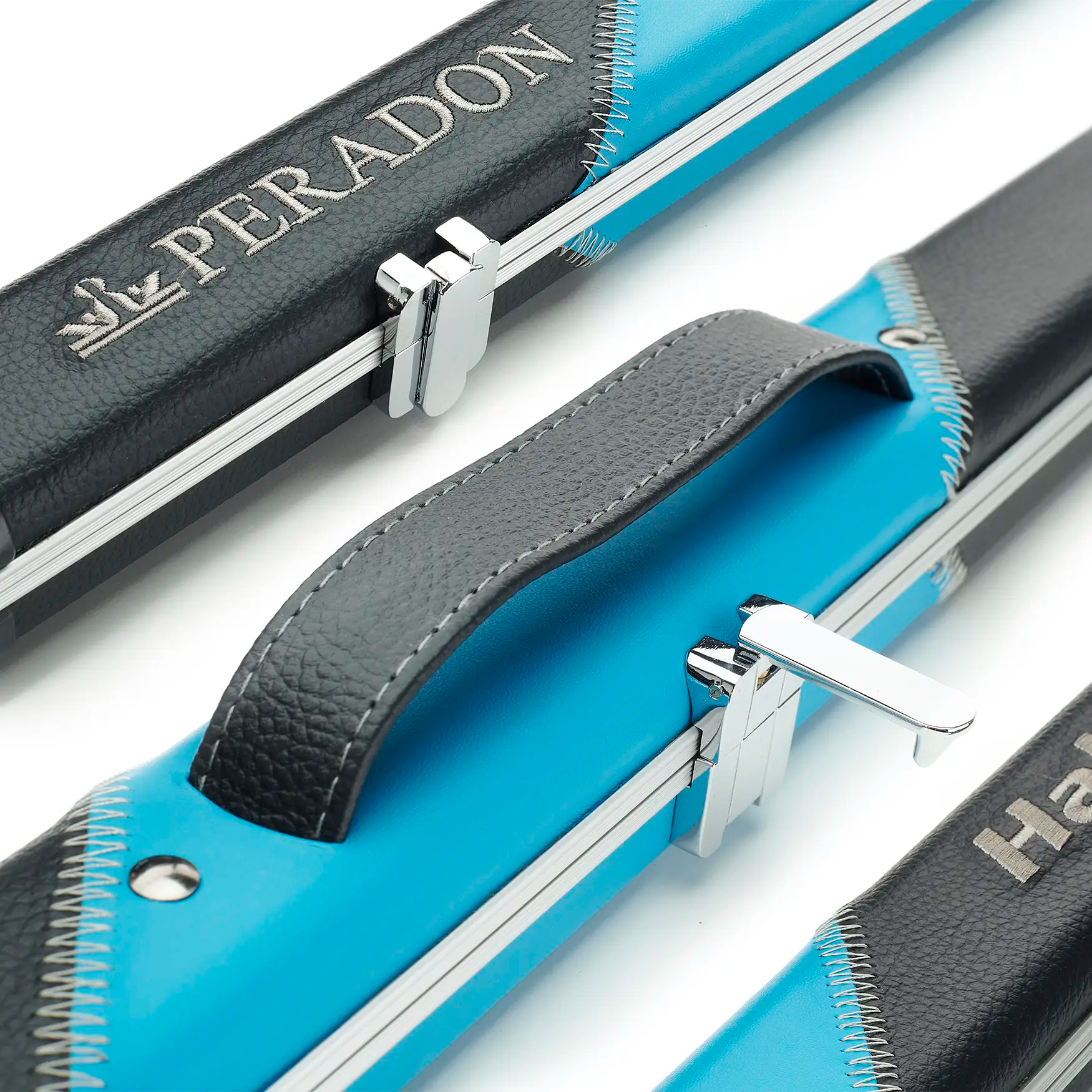 Peradon Black and Sky Blue Stripe Halo Thin Cue Case