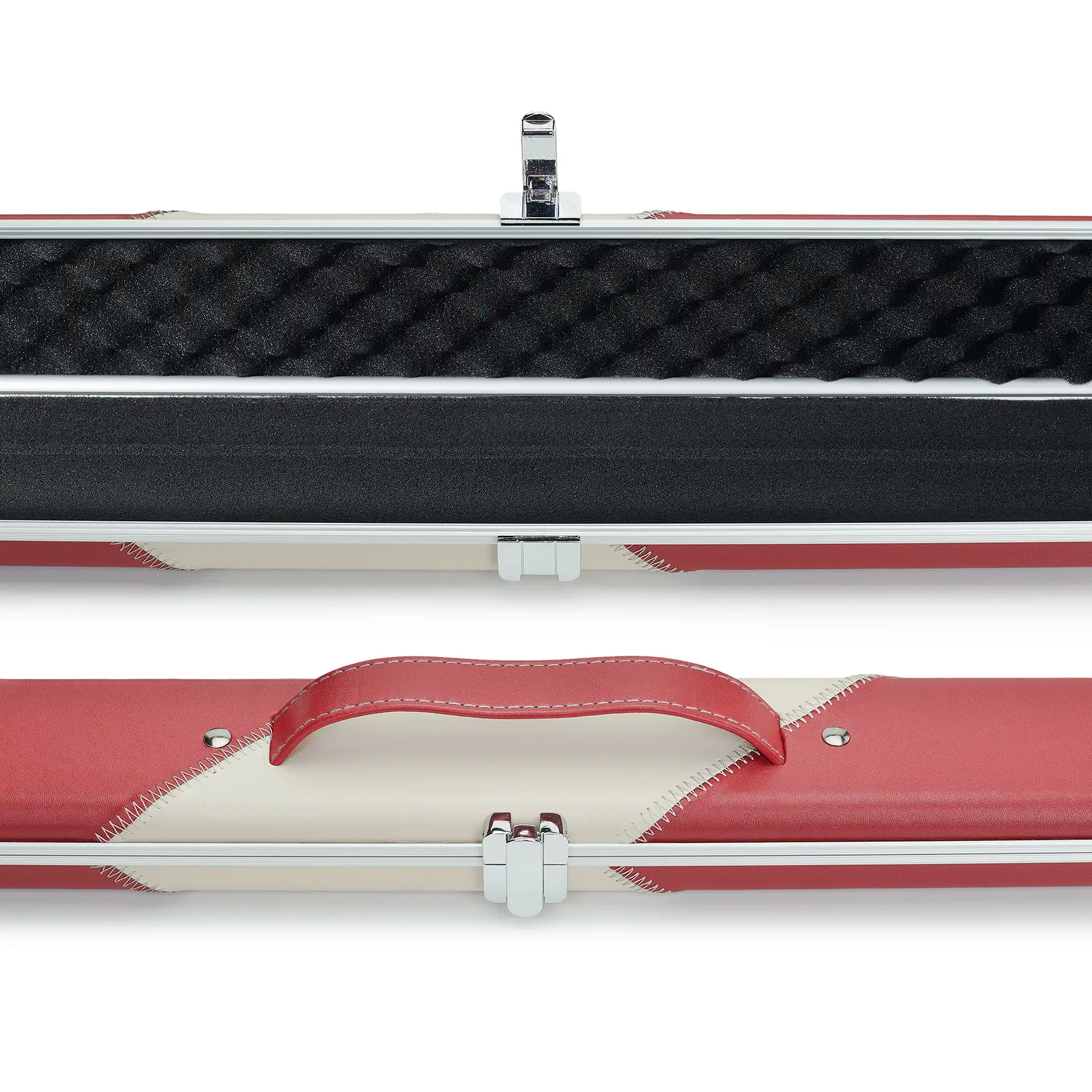 Peradon Red & Cream Stripe Halo Wide One Piece Cue Case mid view