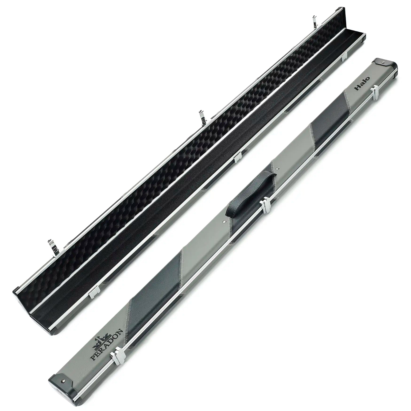 S2674-GRYBLASTR Peradon Halo 3-4 Grey Black Stripe Diagonal Full Case Open and closed