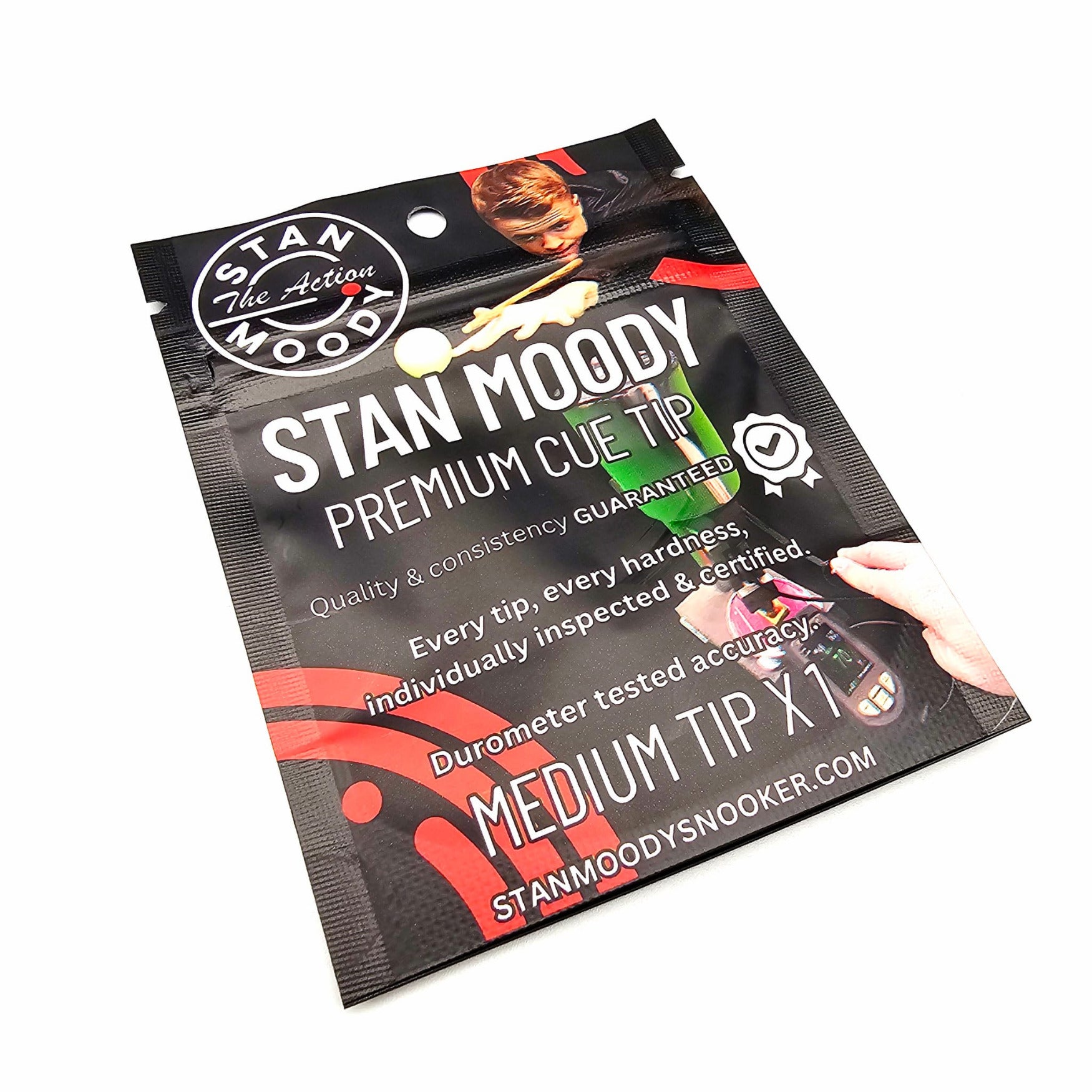 Stan 'The Action' Moody Premium Cue Tip - Medium packet view