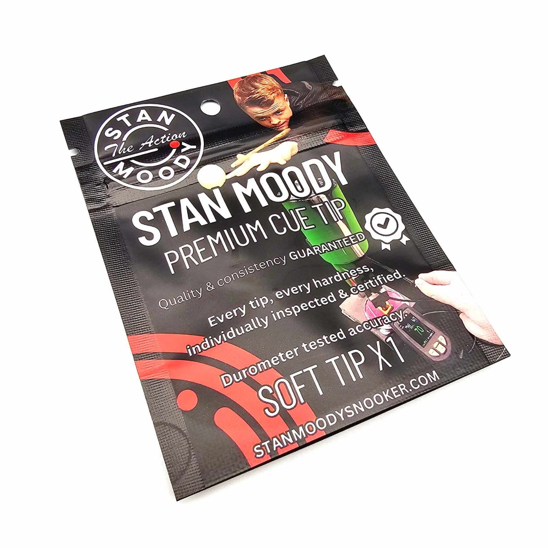 Stan 'The Action' Moody Premium Cue Tip - Soft packet view