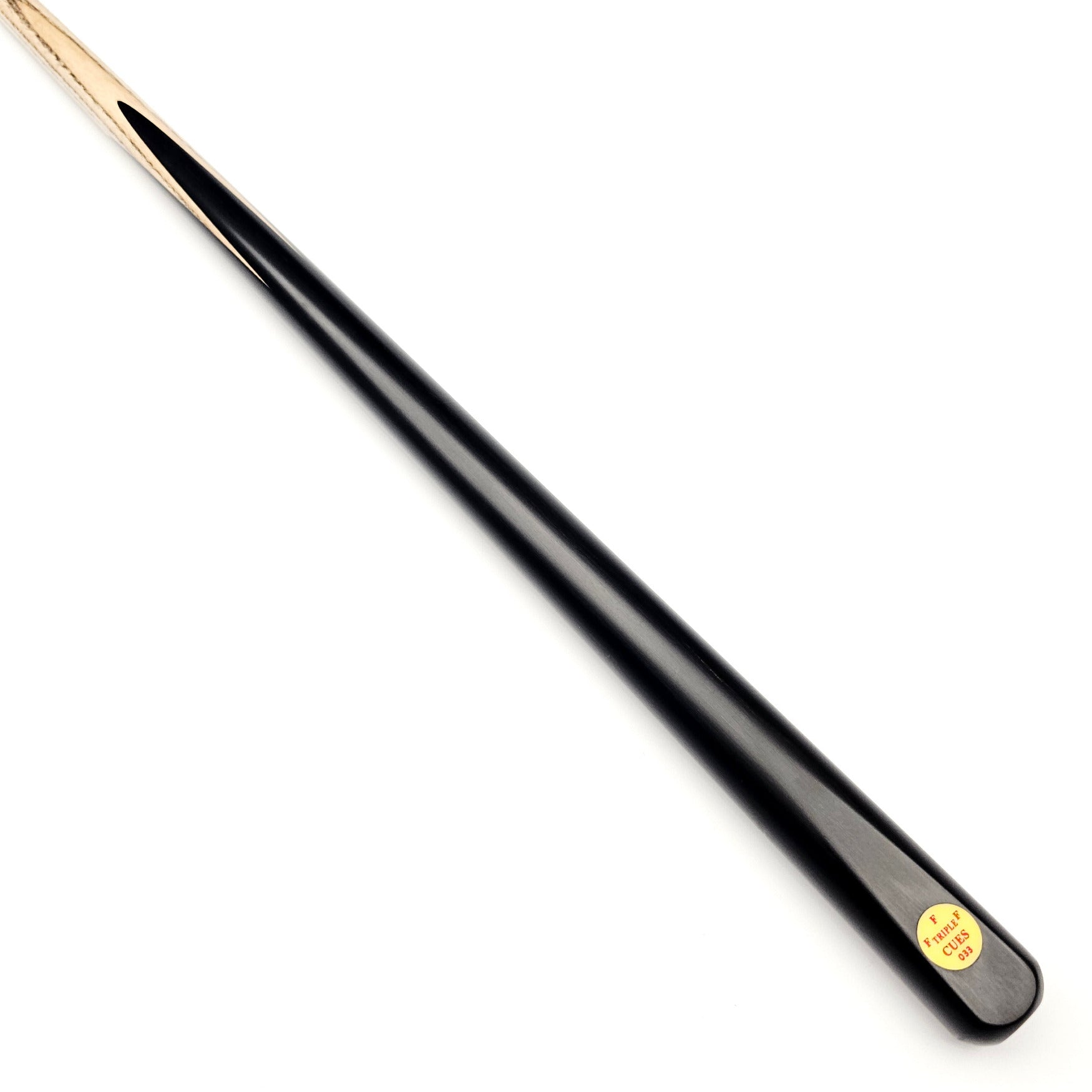 Stephen Maguire Triple F Cues No.033 - One Piece Snooker Cue - On angle view