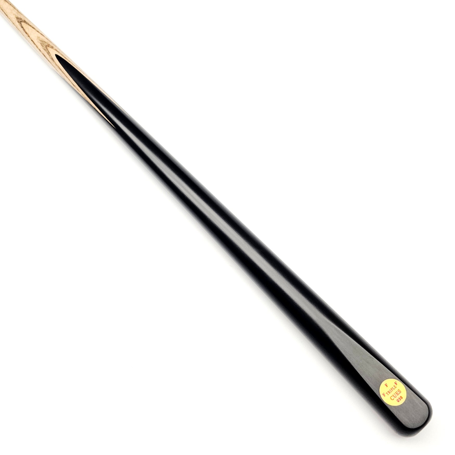 Stephen Maguire Triple F Cues No.038 - One Piece Snooker Cue - On angle view