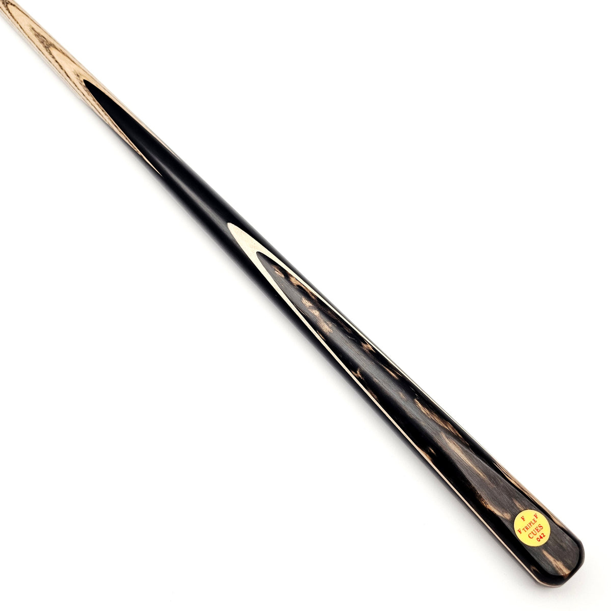 Stephen Maguire Triple F Cues No.042 - One Piece Snooker Cue - On angle view