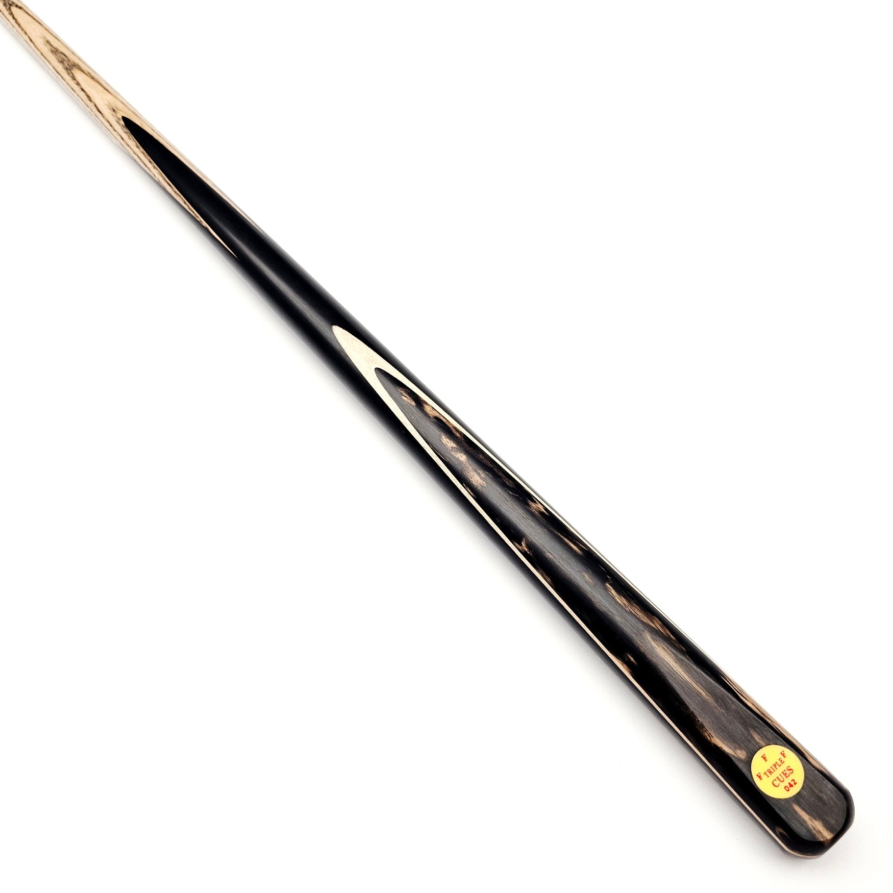Stephen Maguire Triple F Cues No.042 - One Piece Snooker Cue - On angle view