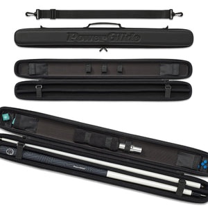 Power Glide Svartur two piece black cue case open view