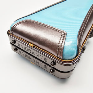 Vibrant Carbon 3 Channel Blue One Piece Cue Case - End cap close up view