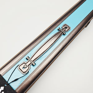 Vibrant Carbon 3 Channel Blue One Piece Cue Case - Handle close up view