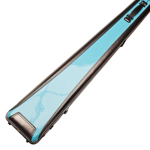 Vibrant Carbon 3 Channel Blue One Piece Cue Case - Outside Close Up View