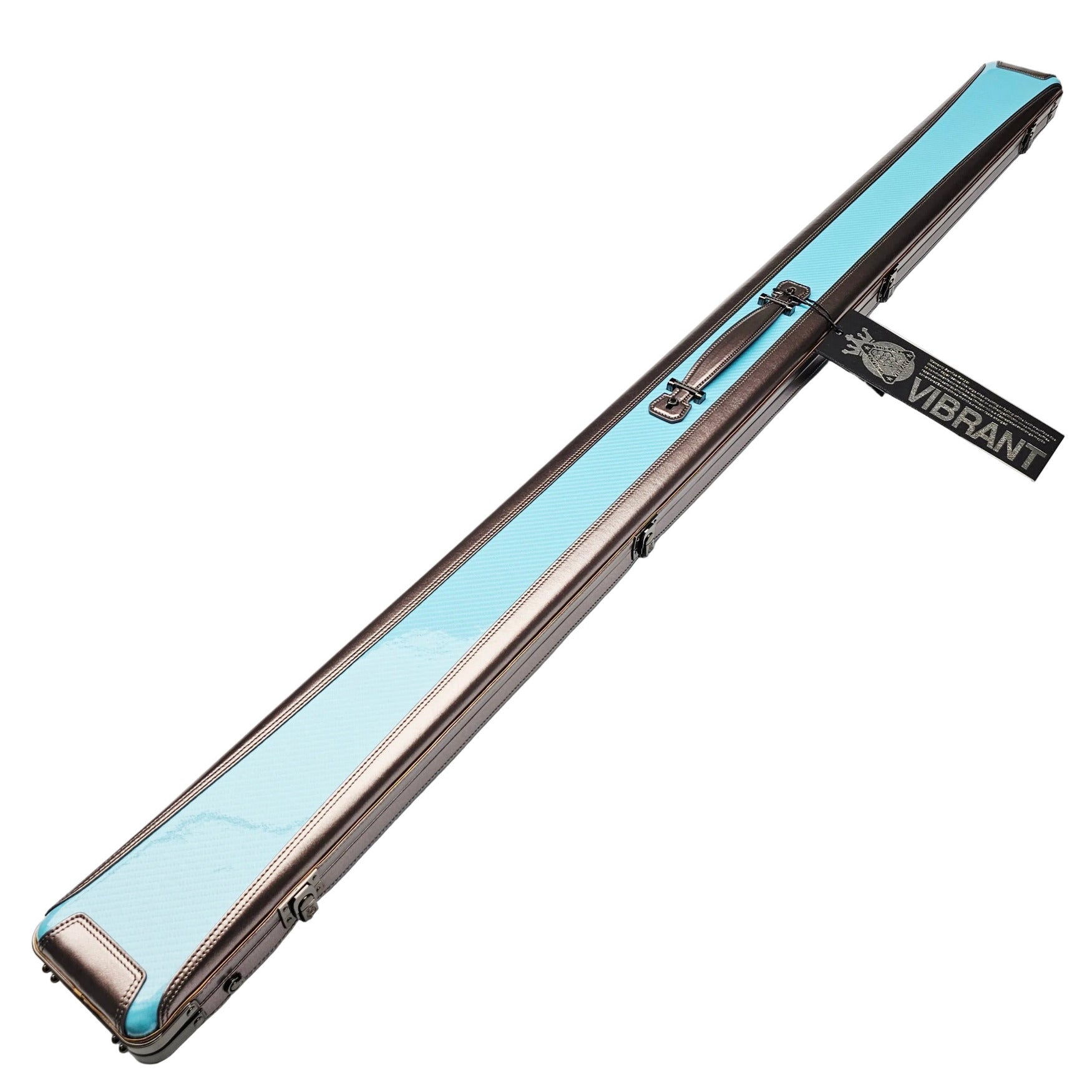 Vibrant Carbon 3 Channel Blue One Piece Cue Case - Outside on angle view