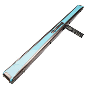 Vibrant Carbon 3 Channel Blue One Piece Cue Case - Outside on angle view
