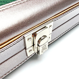 Vibrant Carbon 3 Channel Green One Piece Cue Case - Clasp closed view