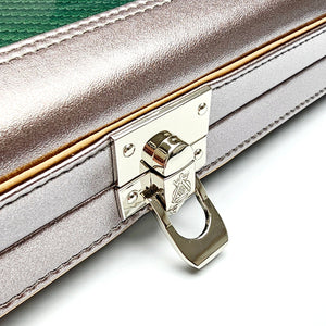 Vibrant Carbon 3 Channel Green One Piece Cue Case - Clasp open view