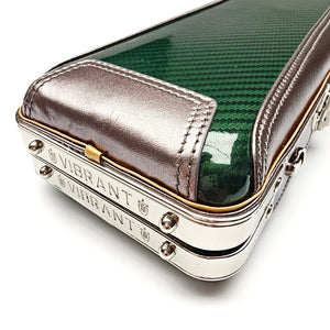 Vibrant Carbon 3 Channel Green One Piece Cue Case - End cap close up view