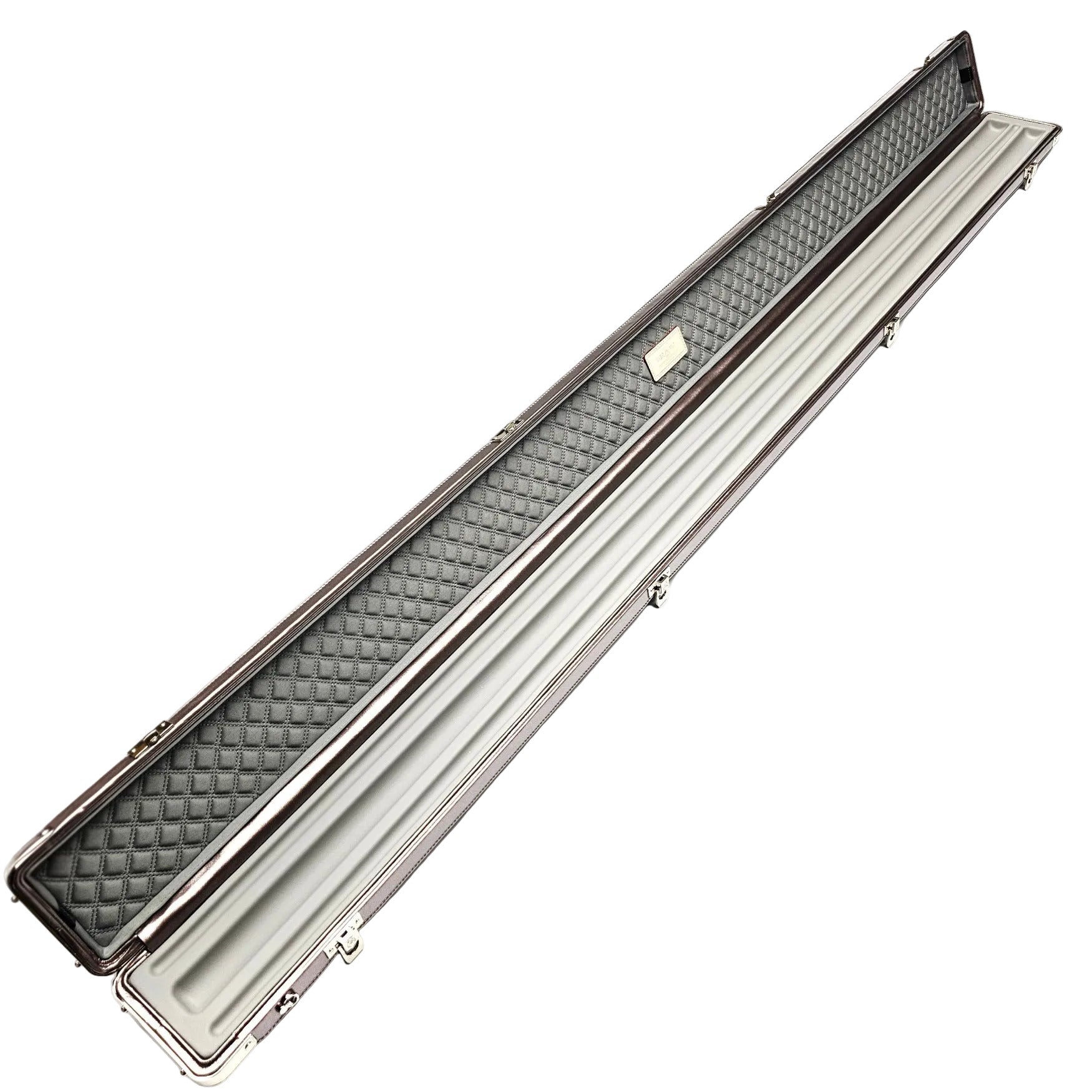 Vibrant Carbon 3 Channel Green One Piece Cue Case - Inside on angle view