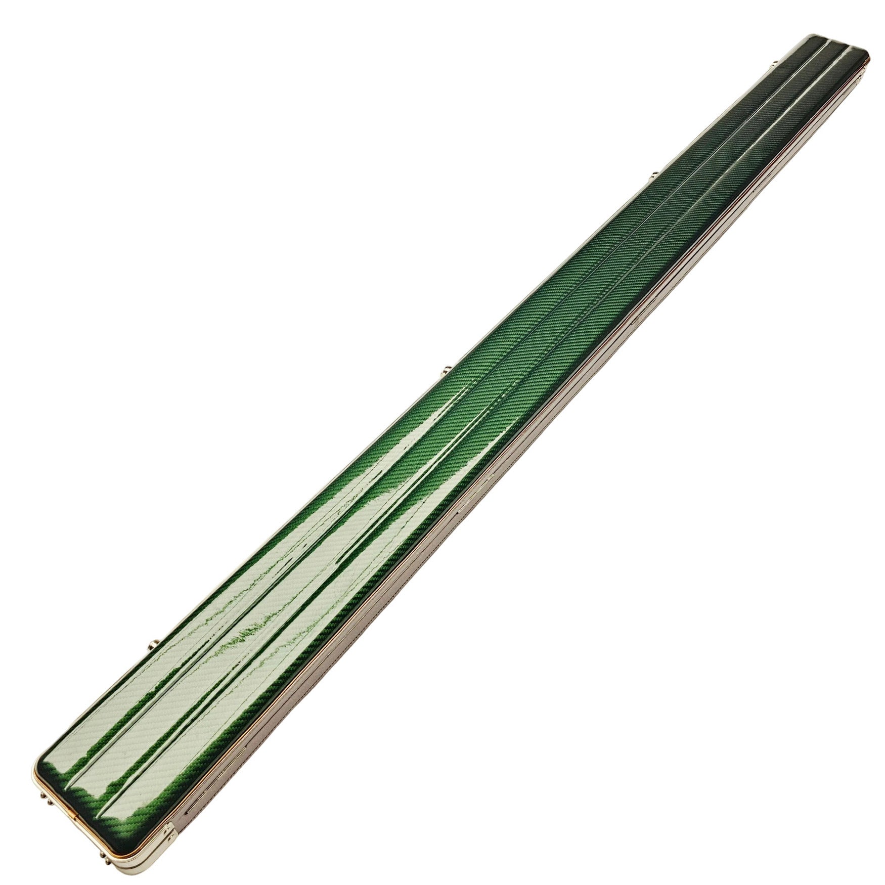 Vibrant Carbon 3 Channel Green One Piece Cue Case - Outside back angle view