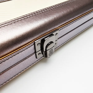 Vibrant Carbon 3 Channel Off-White One Piece Cue Case - Clasp closed view