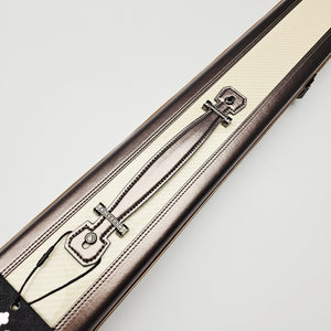 Vibrant Carbon 3 Channel Off-White One Piece Cue Case - Handle close up view
