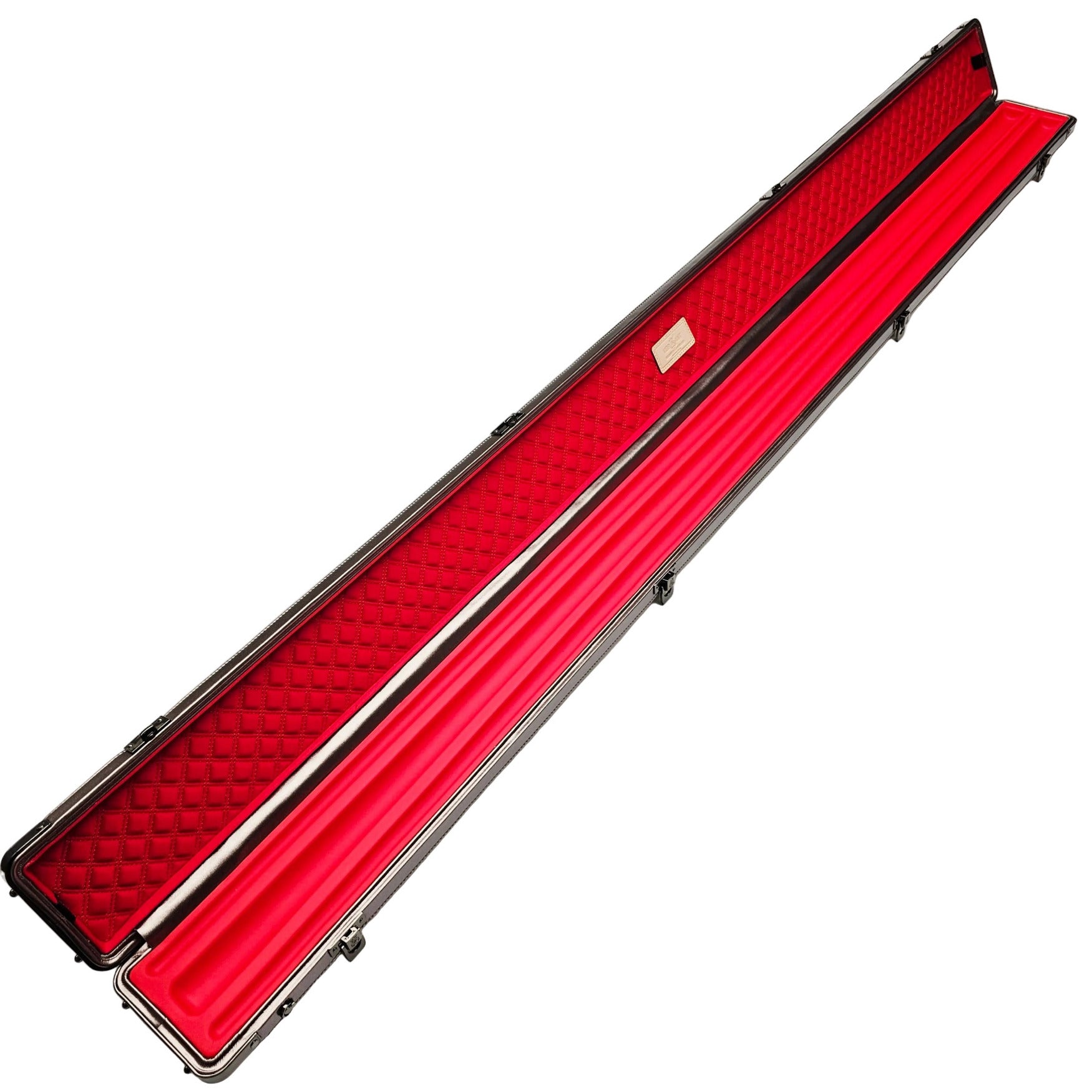 Vibrant Carbon 3 Channel Off-White One Piece Cue Case - Inside on angle view