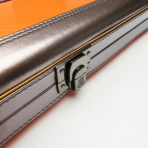 Vibrant Carbon 3 Channel Orange One Piece Cue Case - Clasp closed view
