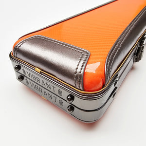 Vibrant Carbon 3 Channel Orange One Piece Cue Case - End cap close up view