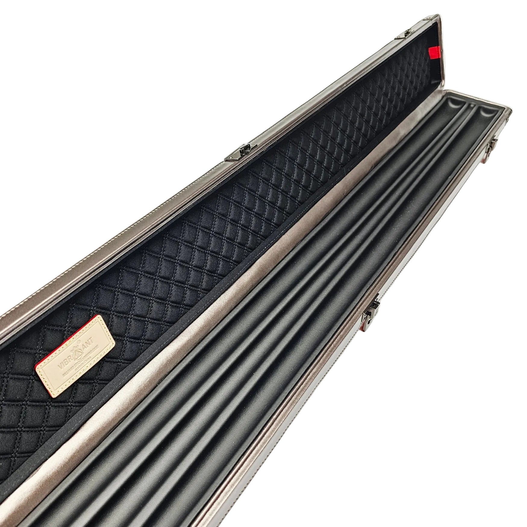 Vibrant Carbon 3 Channel Orange One Piece Cue Case - Inside close up view