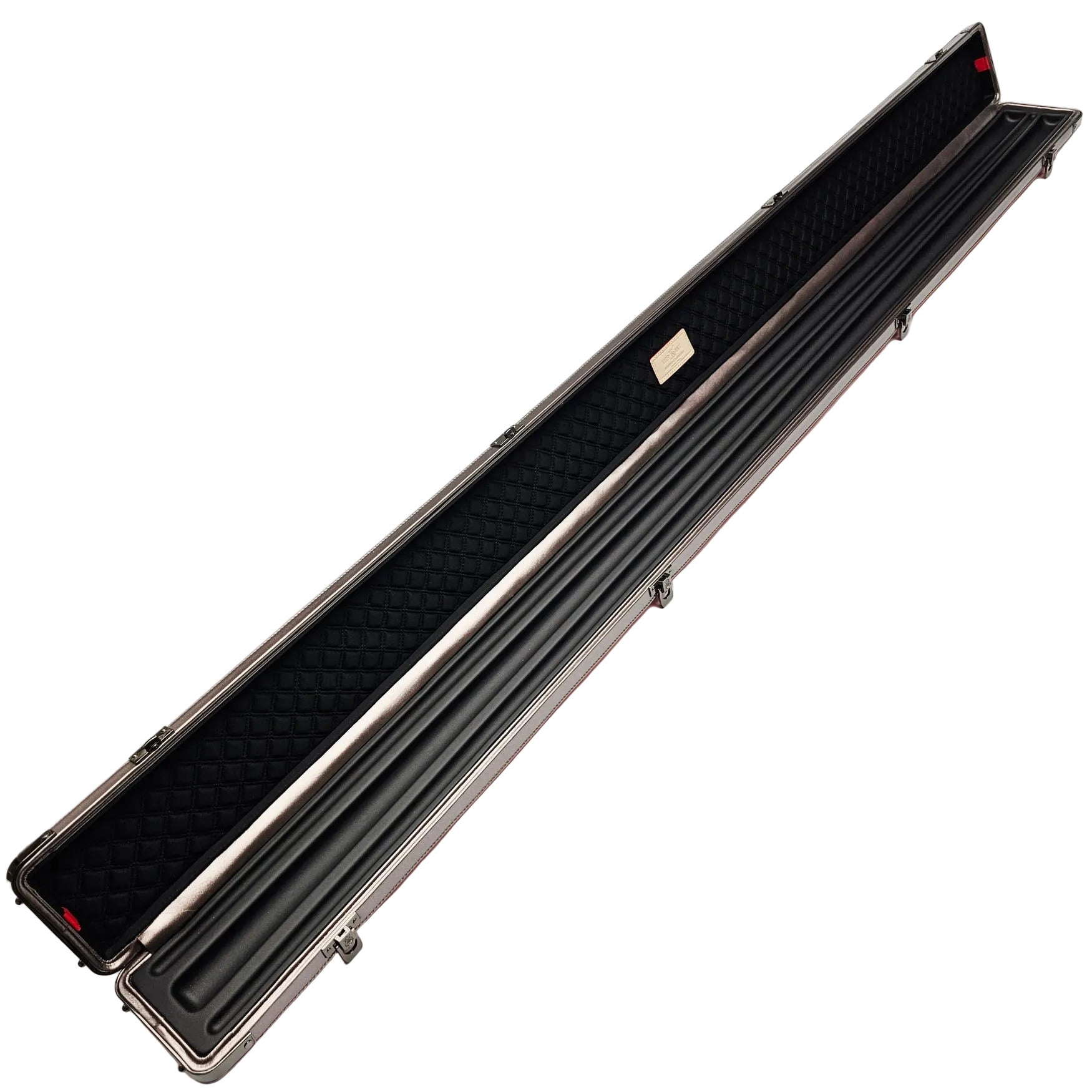 Vibrant Carbon 3 Channel Orange One Piece Cue Case - Inside on angle view