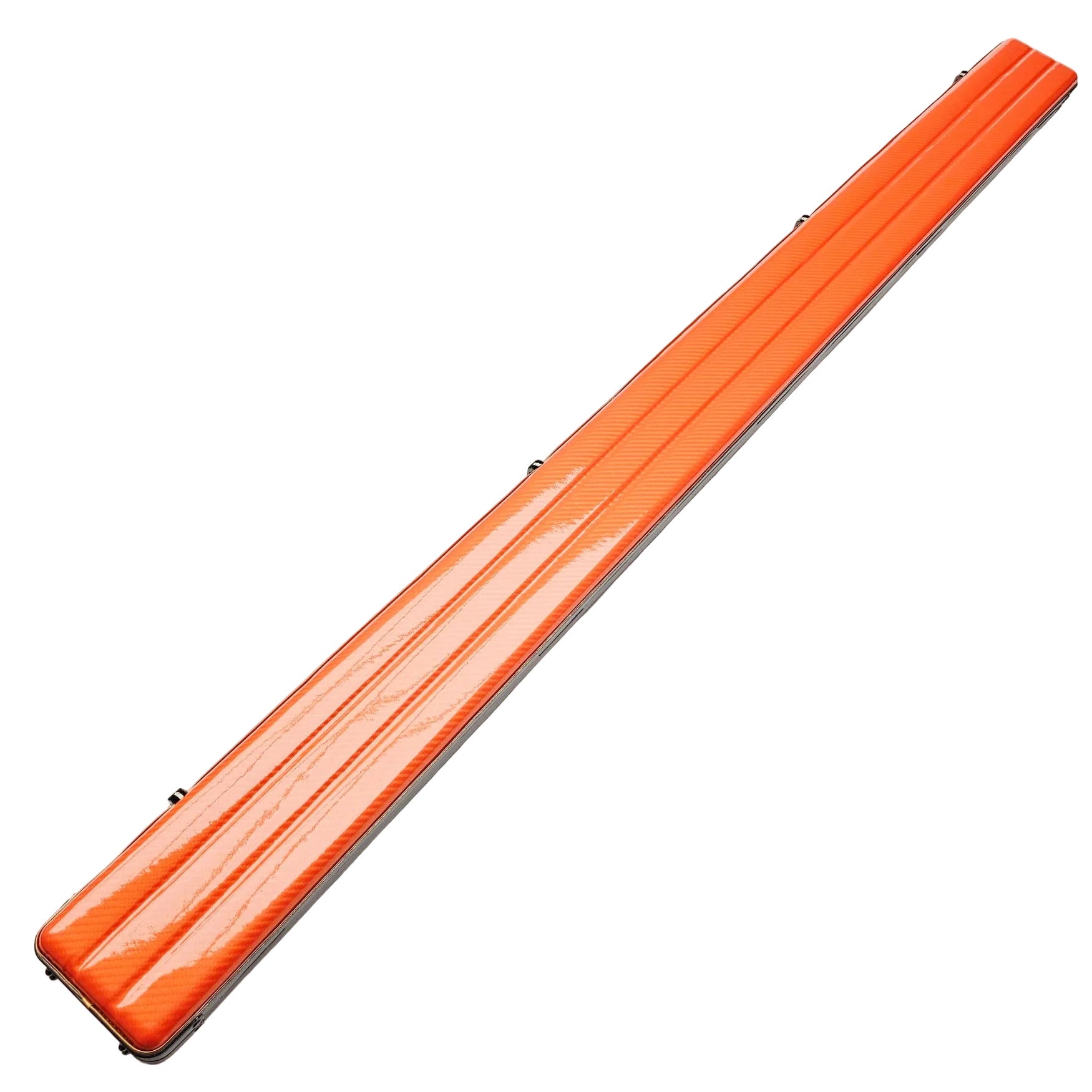 Vibrant Carbon 3 Channel Orange One Piece Cue Case - Outside back angle view