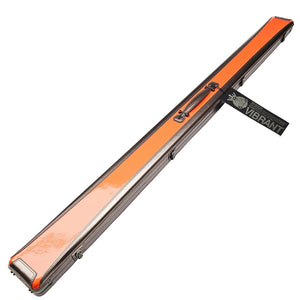 Vibrant Carbon 3 Channel Orange One Piece Cue Case - Outside on angle view