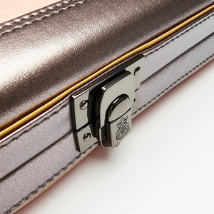 Vibrant Carbon 3 Channel Pink One Piece Cue Case - Clasp closed view