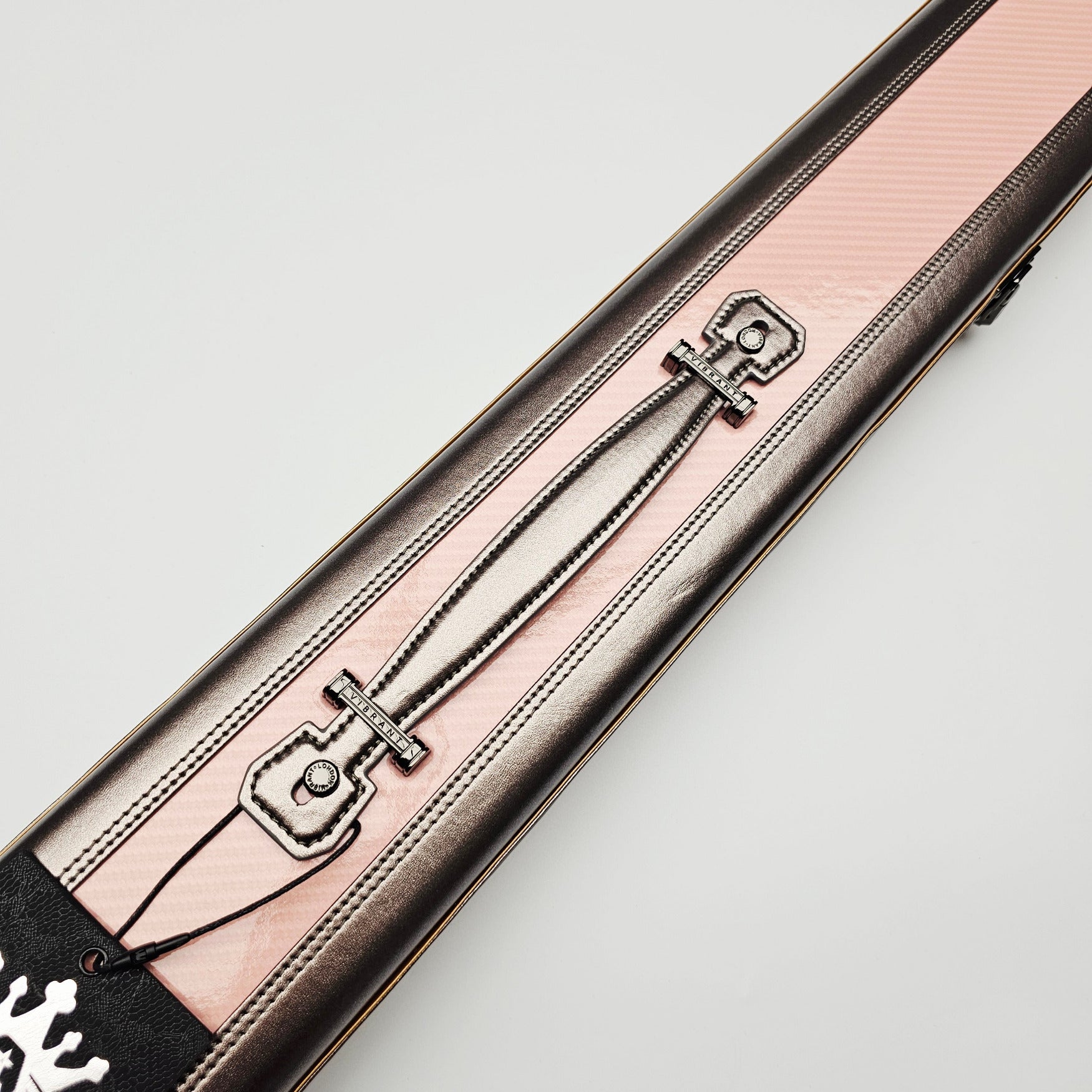 Vibrant Carbon 3 Channel Pink One Piece Cue Case - Handle close up view