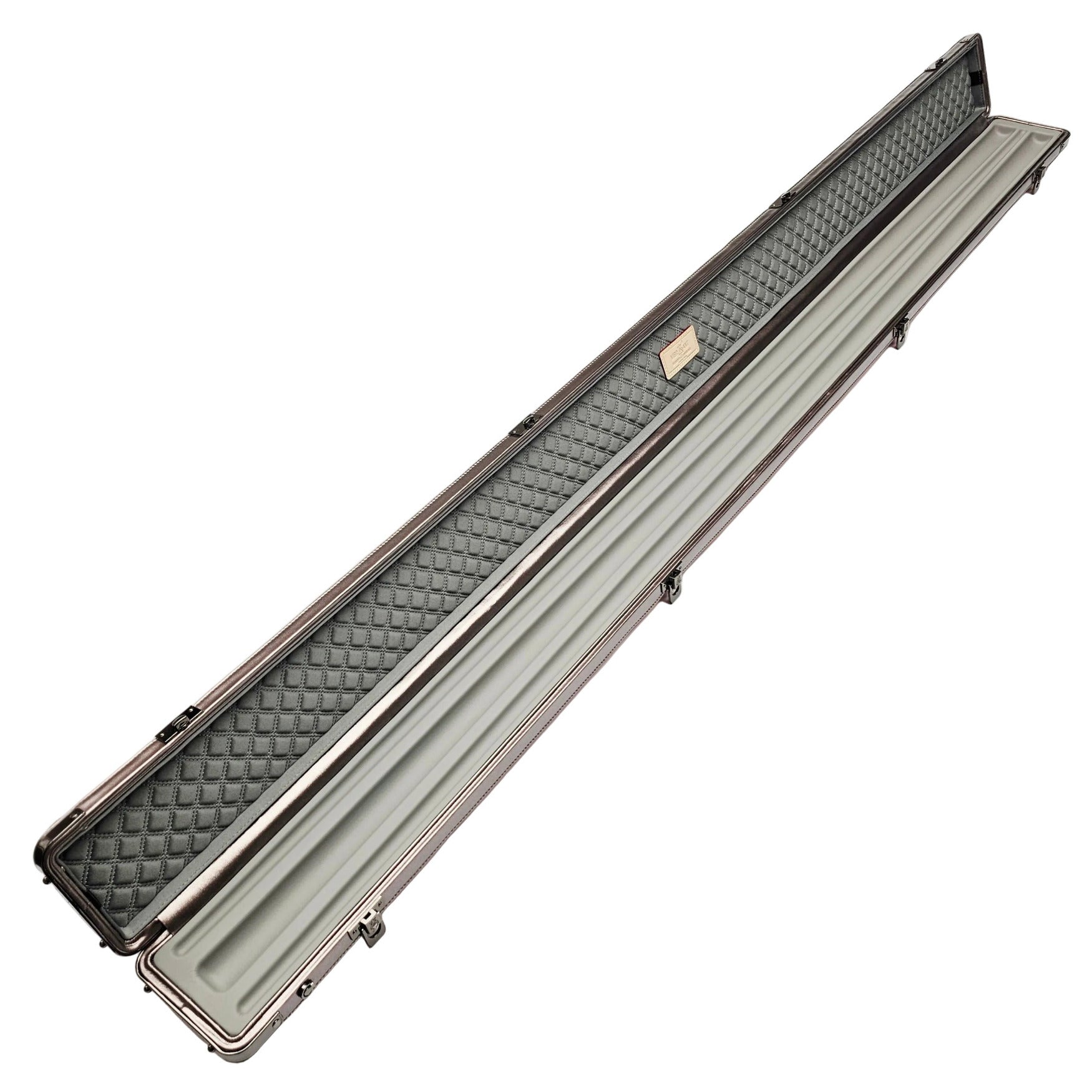 Vibrant Carbon 3 Channel Pink One Piece Cue Case - Inside on angle view