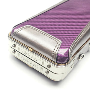 Vibrant Carbon 3 Channel Purple One Piece Cue Case - End cap close up view