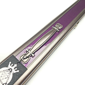 Vibrant Carbon 3 Channel Purple One Piece Cue Case - Handle close up view