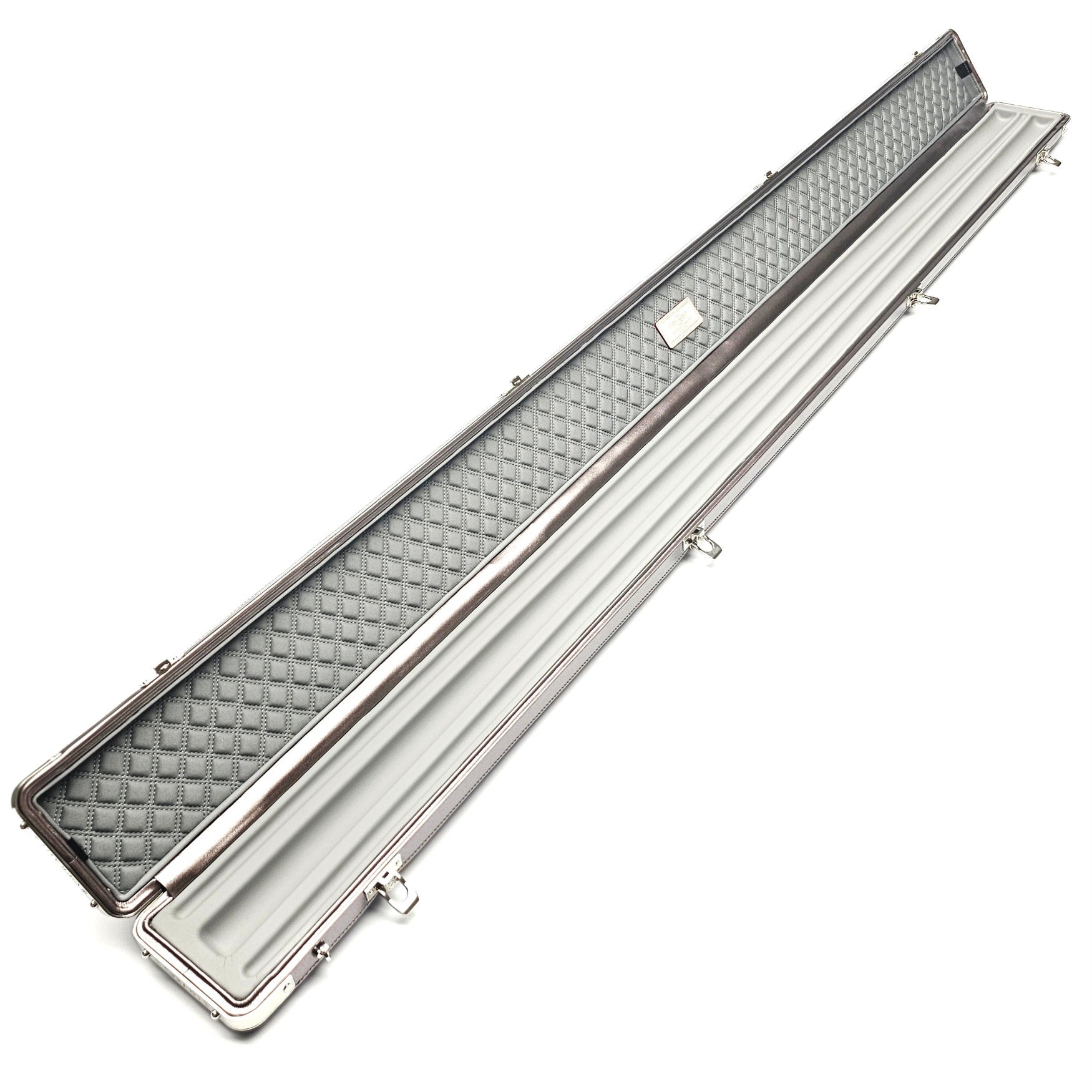 Vibrant Carbon 3 Channel Purple One Piece Cue Case - Inside on angle view
