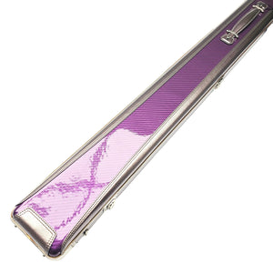 Vibrant Carbon 3 Channel Purple One Piece Cue Case - Outside close up view