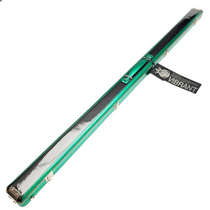Vibrant Carbon Black/Green One Piece Cue Case - Outside on angle view