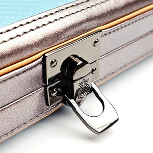 Vibrant Carbon Blue One Piece Cue Case - Clasp open view