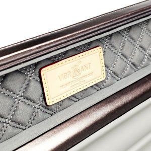 Vibrant Carbon Blue One Piece Cue Case - Interior Vibrant Logo close up view