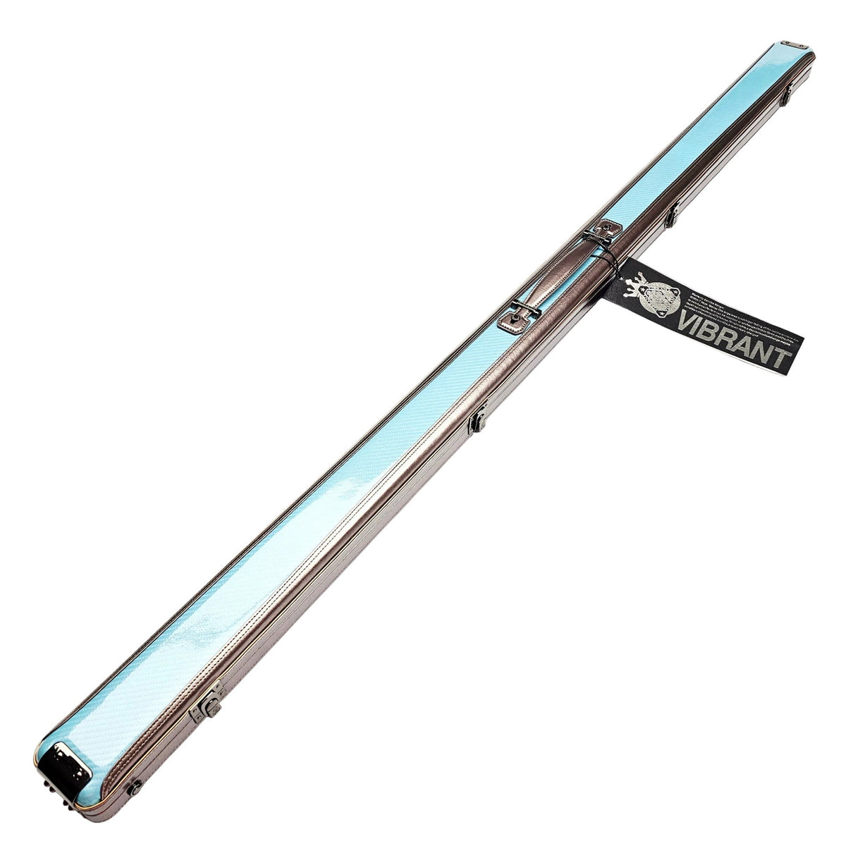 Vibrant Carbon Blue One Piece Cue Case - Outside on angle view