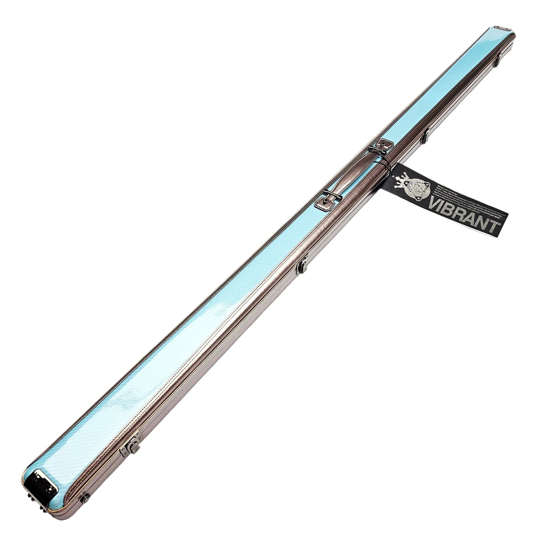 Vibrant Carbon Blue One Piece Cue Case - Outside on angle view