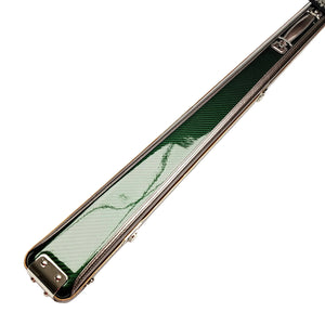 Vibrant Carbon Green One Piece Cue Case - Outside Close Up View