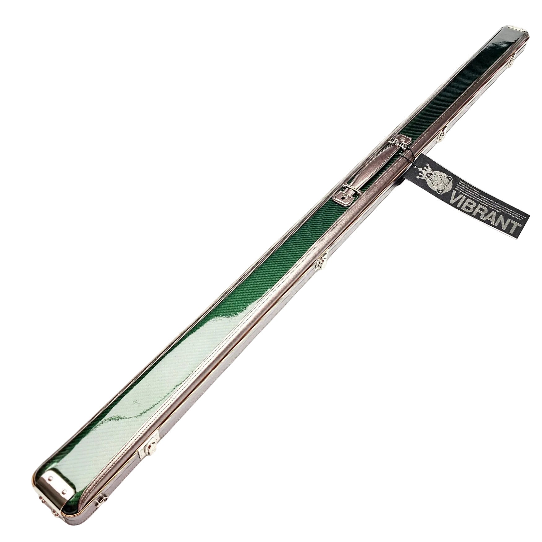 Vibrant Carbon Green One Piece Cue Case - Outside on angle view