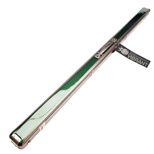 Vibrant Carbon Green One Piece Cue Case - Outside on angle view